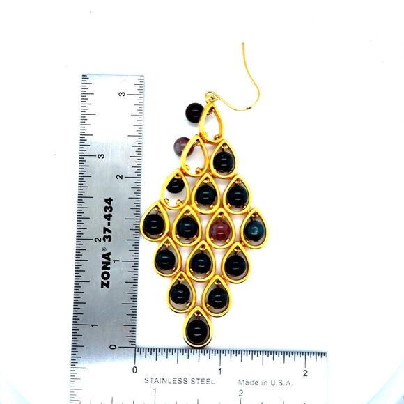 Multi Round Stone Earrings - Picture 5 of 6